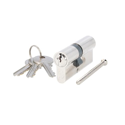 MS Beschläge Profilzylinder Messing vernickelt – Sicherheits-Türzylinder mit 5-Stift-System, inkl. 3 Schlüsseln - Doppelzylinder Schließzylinder Zylinderschloss (gleichschließend, 30/40mm)