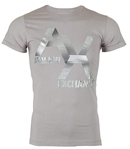 Armani Exchange  AX Logo Men Designer T-Shirt Premium Grey Slim Fit (Medium)