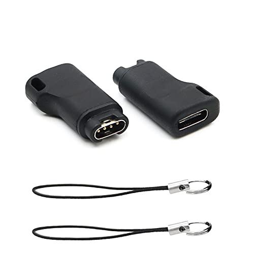 2 Pack USB-C Female to for Garmin Smart Watches Charging Connector Male Adapter, Type C to Charging Adapter for Garmin Fenix 5/6/ 5 Plus /6X/Venu/Vivoactive 3/Fenix 7 7X/Instinct/EPIX,Black