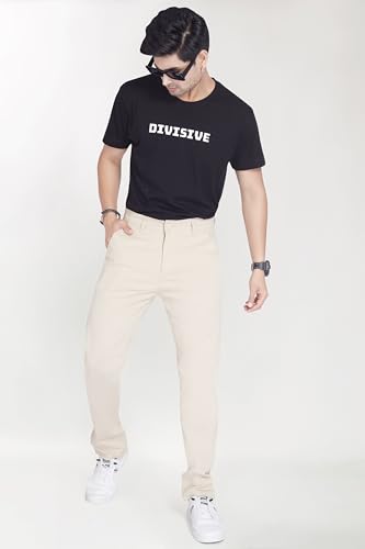 Image of DIVISIVE Men's Regular Fit Cotton Chinos Trousers Pants