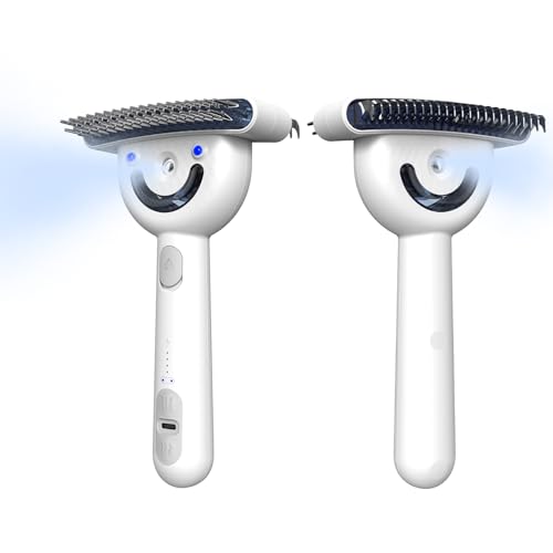 Double-Sided Pet Deshedding Dematting Comb & Steam Brush with 2 S...