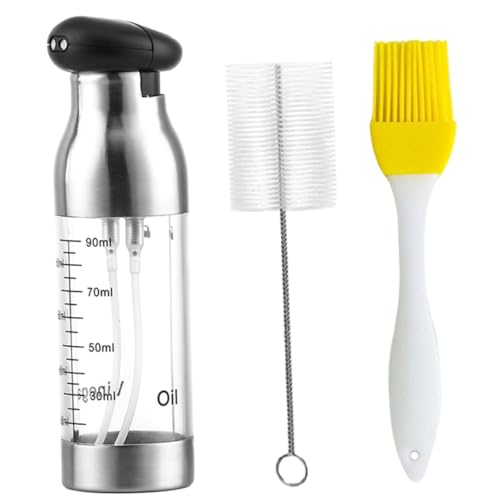 CONGARTENO Stainless Steel Dual-head Push Oil Sprayer Ergonomic Non-slip Kitchen Oil Mister for Cooking Bbq and Air Fryer Fine Spray Control for Healthy Dispensing Convenient Dispenser