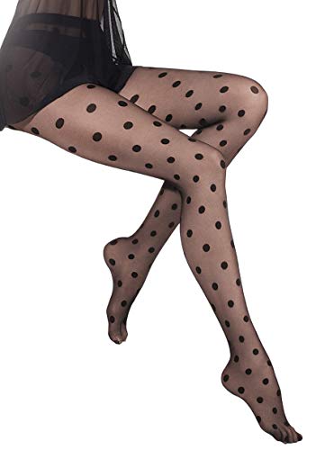 POLKA DOT TIGHTS | Womens Black Sheer Patterned Pantyhose Stockings | FUNNY 07 (Made in Europe)3