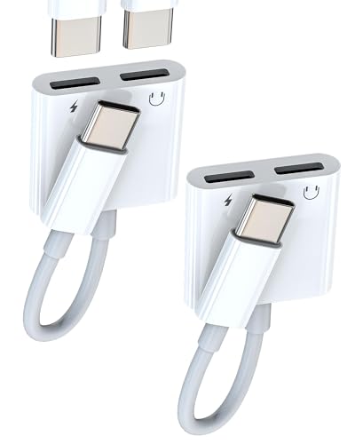 Adattatore per cuffie USB-C (2 in 1) per Apple iPhone 15 iPad ricarica connettore splitter DAC doppio connettore AUX adattatore di ricarica USBC cavo audio compatibile con Samsung Cellulare Laptop