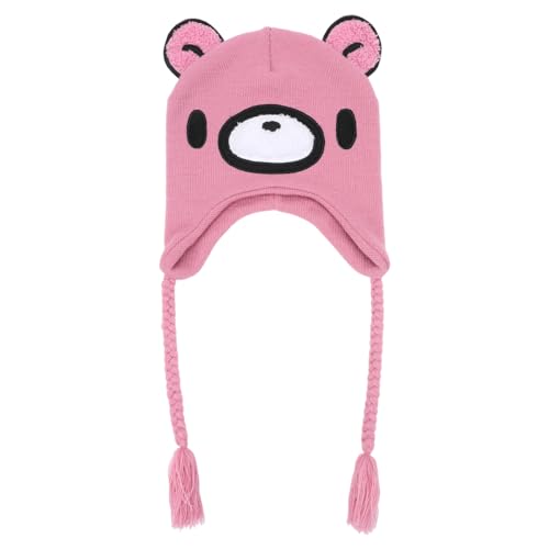 Bioworld Gloomy Bear Laplander Beanie with Faux Shearling Nose and Ears Pink
