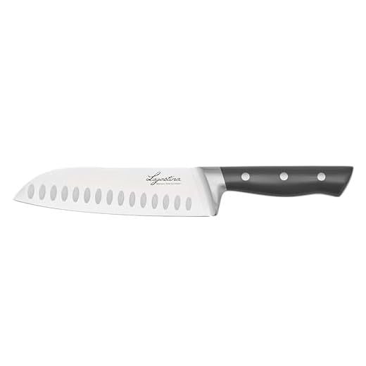 Lagostina Virtuoso, Coltello Santoku 18cm, Versatile, Robusto e Resistente, Lama in Acciaio Inox, Manico Ergonomico Rivettato con Rinforzo, Elevata Affilatura, Taglio senza sforzo