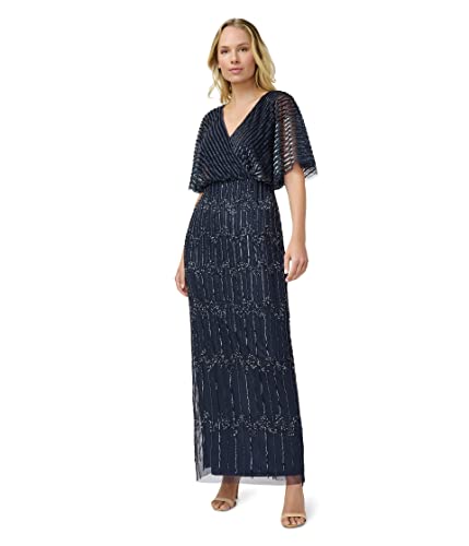 Image of Adrianna Papell Long Beaded Blouson Mother of the Bride Gown