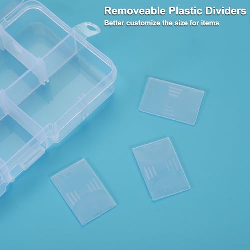 Image of PATIKIL 2.5X 5x0.8 Inch Nail Charm Organizer, 4 Pcs Craft Organizers and Storage Box Grids Clear Plastic Organizer Box Bead Organizer Art Crafts Jewelry Fishing Tools, Transparent