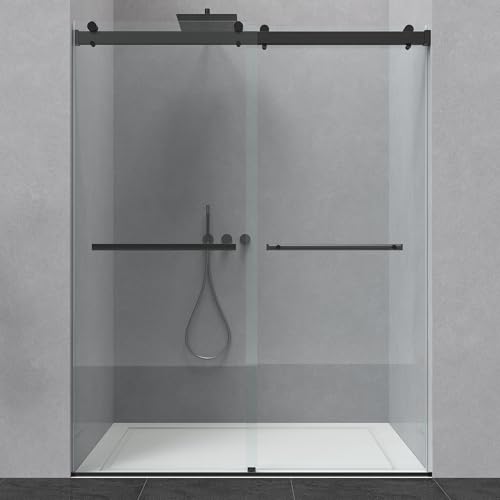 ENSO SENKA 56-60&rdquo; W x 76&rdquo; H Dual Sliding Frameless Bathroom Shower Door, 5/16' (8mm...