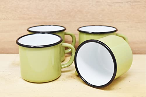 Madacha 4 Metal Enamel Mugs 250ml Lime Green, Assorted,green,white - Image 2