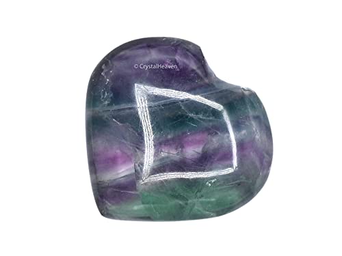 Image of Certified Purple Fluorite Crystal Heart Palm Pebbles Stones for Anxiety Stress Relief Massage - AAA Grade Original Healing Gemstone Agate Heart Palm Stone for Yoga Meditation Spiritual