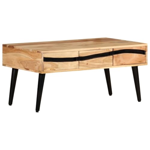 Mokuyary Couchtisch 88x50x42 cm Akazie Massivholz, Wohnzimmertisch Couch Tisch für Wohnzimmer, Büro, Kleine Räume Sofatisch