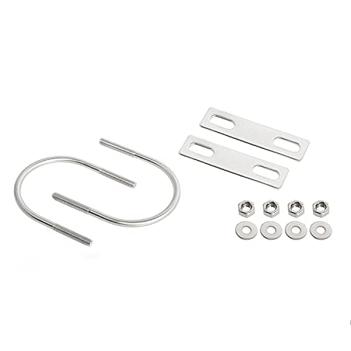 Image of Round U-Bolts 2.48 inch(63mm) Inner Width M6 Thread 304 Stainless Steel Silver with Plates Nuts Flat Washers for Car /RV /Trailer Bumper, 2Pcs