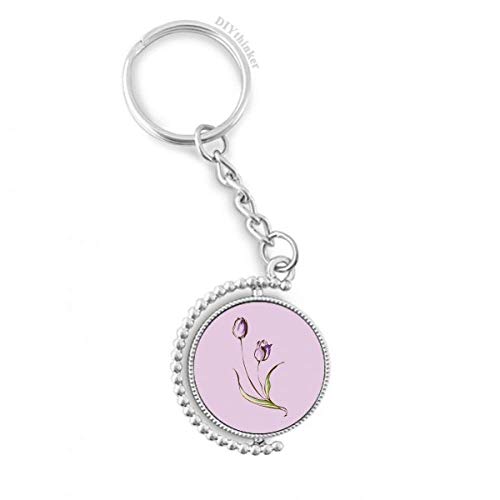 Porte-clés rotatif tulipe pourpre une idée cadeau florale unique et utile