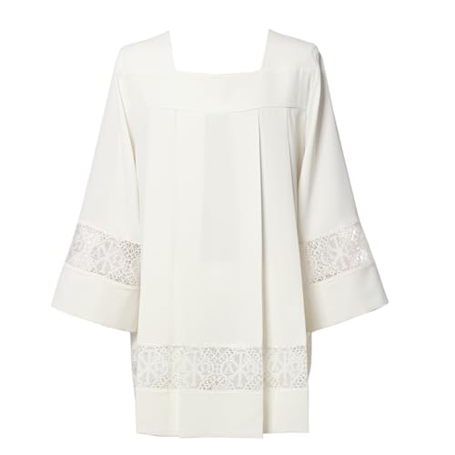 Catholic Premium Clergy Vestment Set Elegant White Surplice with Pleated Lace Details