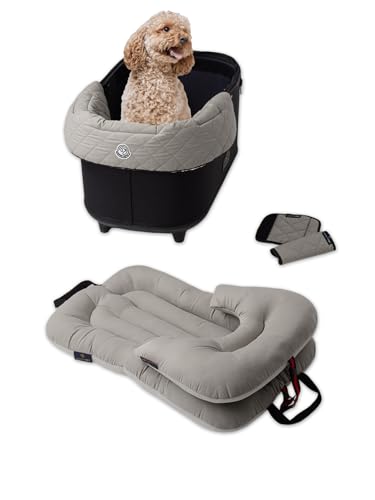 Plié Set of 3, Package Edition, Liner, Comforter, Bolster, pet Stroller Accessories, Cushion, Guard, Padding, Ergonomic pet Stroller Cushion, Harryspet Cushion, 3 Combo Set (Ash Grey, L)