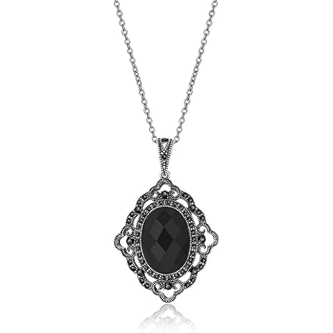 Aprilery Vintage Black Onyx Pendant Necklace Cover