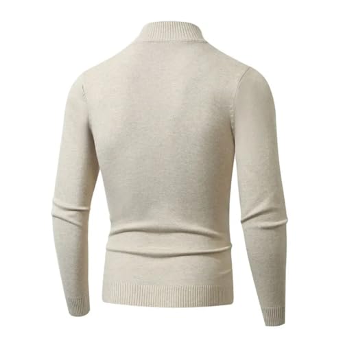Men Winter Stand Collar Knitted Sweater Solid Color Half Zipper Slim Fit Warm Pullovers3