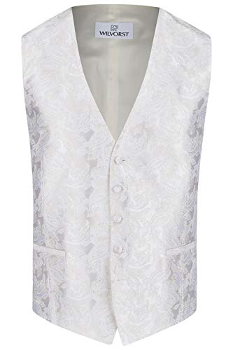 Wilvorst Hochzeitsweste, Creme, Paisleydesign, Slimline Größe 48