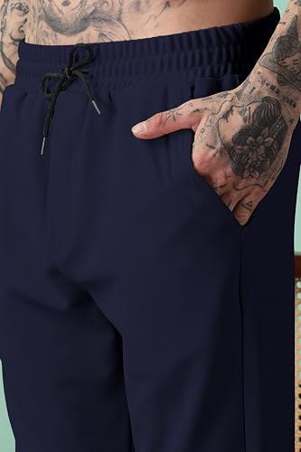 Image of SWADESI STUFF Men Mid-Rise Straight Fit Track Pants for Men | Stretchable Gym Wear Joggers | Casual Sports Track Pant with Pockets & Drawstring