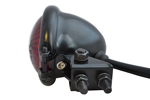 Motorrad LED Stop Rücklicht - Homologated - Glänzend Schwarz mit Rot Gläser für Cafe Racer, Scrambler, Maßgefertigt Projekt