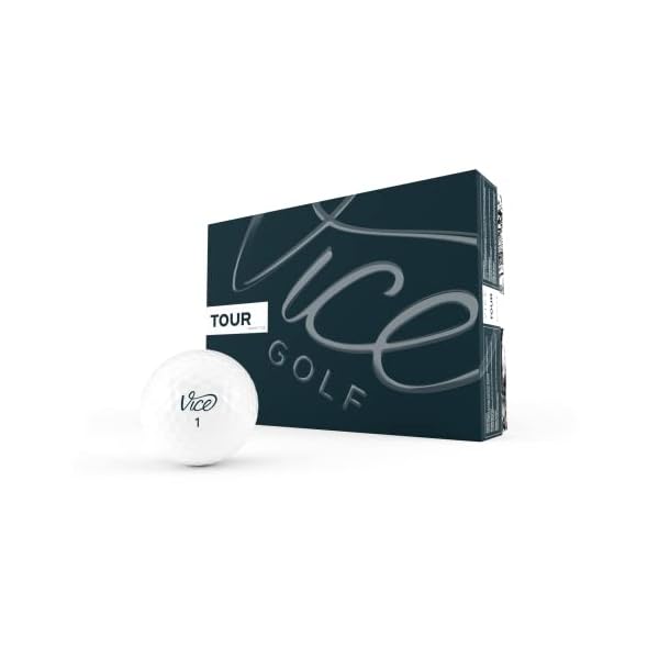 Vice Golf Tour White 2021 | 12 Golf Bälle | Eigenschaften: Exzellenter Spin im kurzen Spiel, gerade Flugbahn, weiches Schlaggefühl | Profil: Für Gelegenheitsgolfer