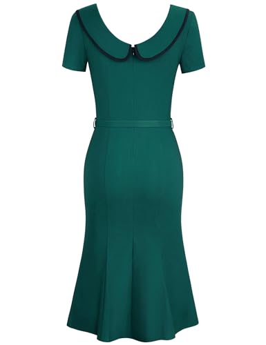 MUXXN Women's Retro 60s Sailor Collar Short Sleeve Pinup Cocktail Work Mermaid Dress with Belt4