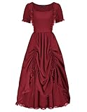 Vintage Princess Dress for Women Pirate Peasant Dress Victorian Ball Gown Wine L