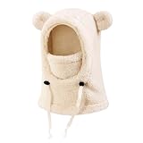 子供用冬用フリース帽子 子供用バラクラバスキーマスク 防風 暖かい 調節可能 フリース裏地付き帽子 男の子 女の子, ライトカーキ, 2-8 Years