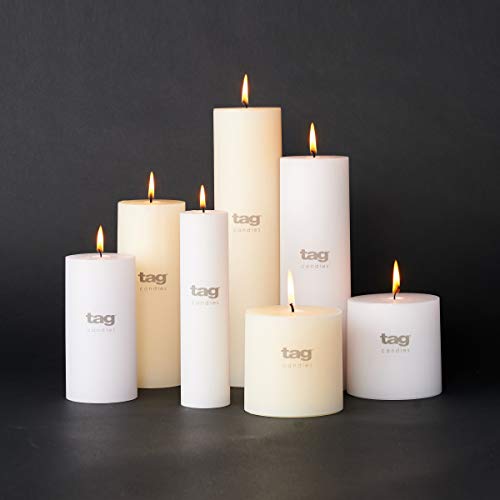 Tag 100074 10,2 Cm Da 15,2 Cm Non Profumata Lungo Bruciare Candele Pilastro, Bianco - 6