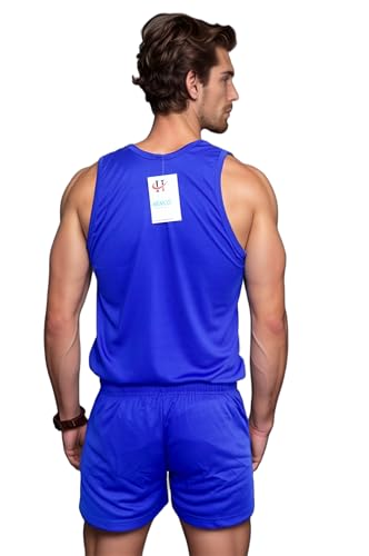 Image of HENCO Royal Blue Athletic Sando kit(Sando & Shorts) Running kit for Multi Sports, Yoga, Volleyball, Tennis, Cycling, Badminton, Gym & Fitness Inner Wear for Men /Women
