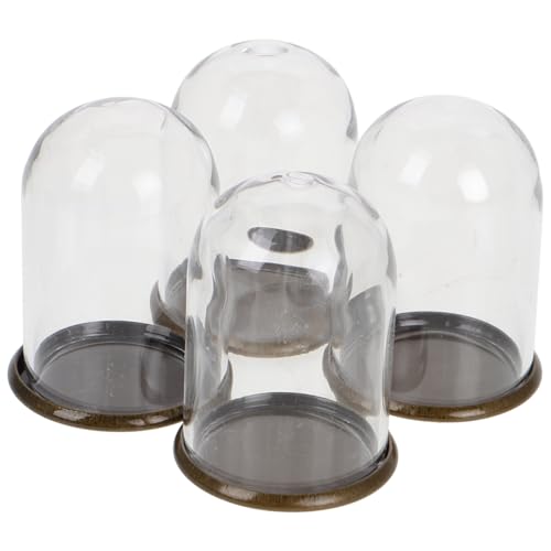 Cabilock 4 Piezas Mini Cúpulas de Vidrio con Base Vitrinas Expositivas Transparentes para Miniaturas para Casas de Muñecas Cubiertas Protectoras para Flores Preservadas y Decoración de