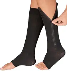 Meia De Compressão Com Ziper Tratamento De Varizes E Trombose Bege Par De Tamanhos P/M, G/GG Preta Elástica Material Premium DUPIN