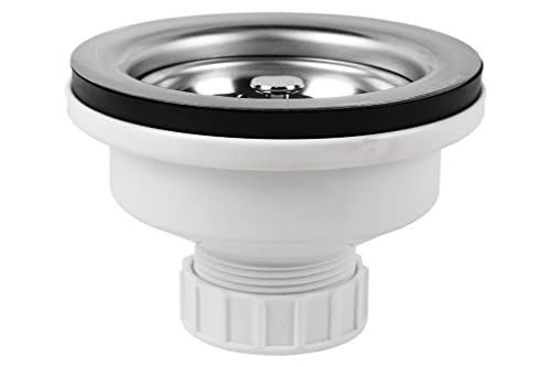 Cofan Válvula para fregadero | Fabricada en Polipropileno | Medidas: 1' 1/2 x 115 | Con Cesta de Rejilla de Acero Inox. | Alta Capacidad de Desagüe | Fabricada en Polipropileno