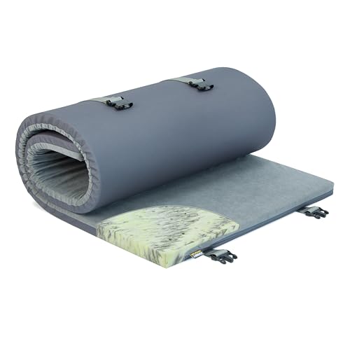 Johnny Adventure - Camping Matratze, Faltmatratze Reisematratze Topper 60x190x5 cm, Faltbare Schlafmatte für Zelt, Auto, Jeep - Hochdichter, atmungsaktiver Schaum, Abnehmbarer Bezug mit Reißverschluß