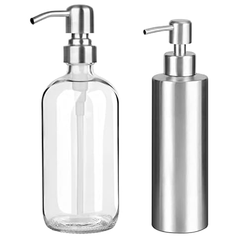 ARKTEK Soap Dispenser, Dish Soap Dispenser for Kitchen, Refillable Liquid Hand Soap Dispenser with Rust Proof Stainless Steel Pump for Bathroom, Countertop Cover