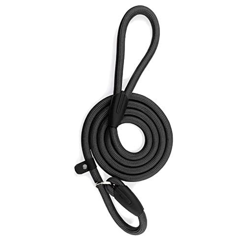 aellia slip lead for dogs- No Collar or Harness Needed, 1.8m x 1.3cm Extra thick strong dog lead, Premium Nylon Material Black Dog Leash
