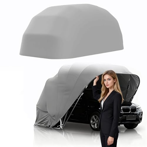 Cochera de Acero Inoxidable, Refugio semiautomático y Duradero, con Cerradura metálica, protección contra la Lluvia y la Nieve, para Autos pequeños, Grandes y SUV(5.9x2.5x2.45m)