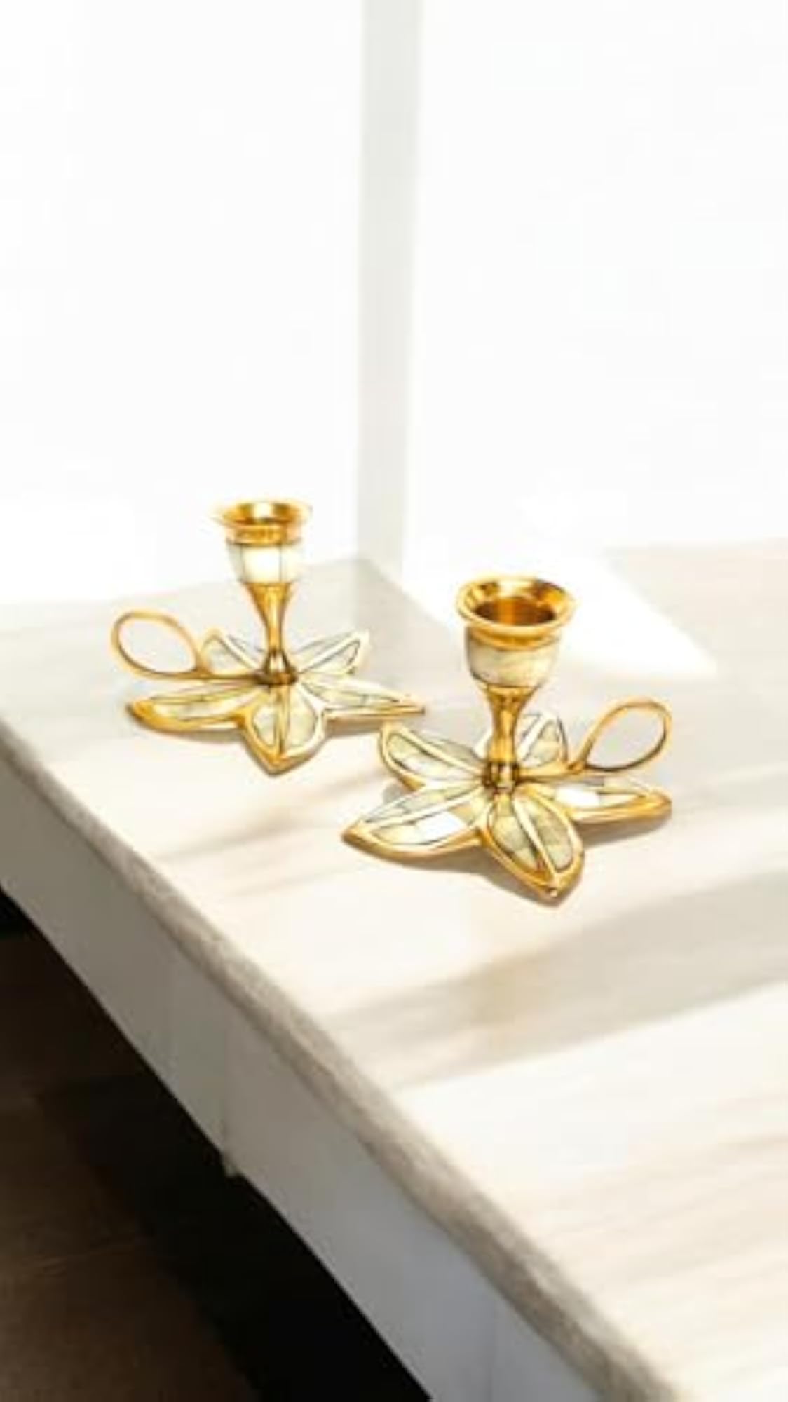 Pure Brass Leaf Shape Candle Holder Tabletop Decor