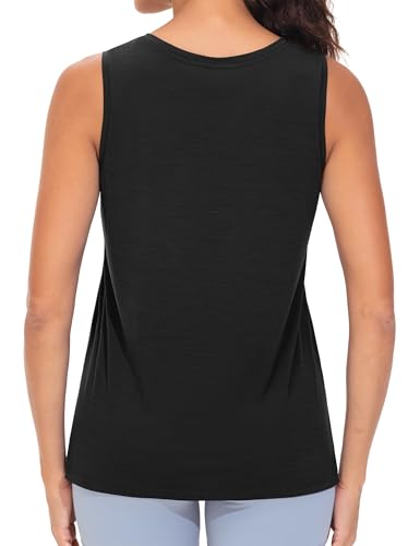 THE GYM PEOPLE Womens V Neck Tank Tops Stretchy Loose Fit Sleeveless Workout Shirts Quick Dry Yoga Tops with Side Split3