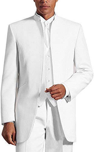 Men's Suit 3 Pieces Stand Collar Tuxedo Classic-Fit for Wedding Suits2