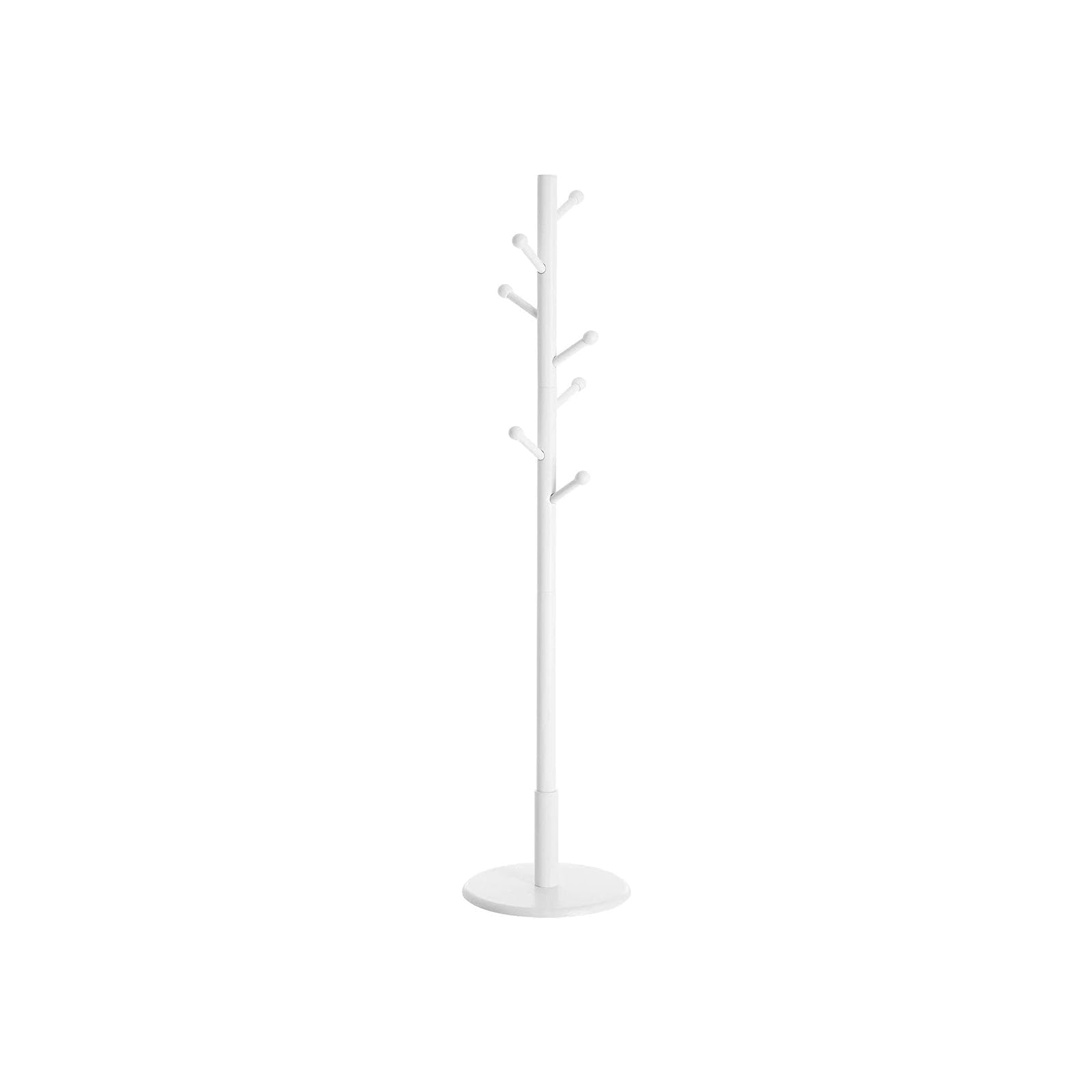 VASAGLE Coat Rack Free Standing Coat Tree with 7 Rounded Hooks, Wood Hall Tree, Entryway Coat Stand for Clothes, Hats, Purses, in the Entryway, Living Room, White RCR07WT-image-40