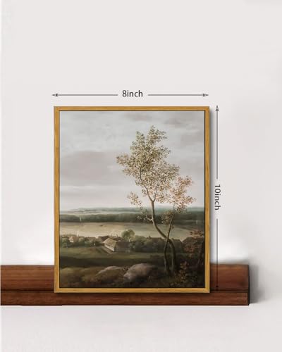 Image of KISSFOX Vintage Farmhouse Landscape Canvas Wall Art Fall Rustic Countryside Framed Wall Art Autumn Cottagecore French Country Scenic Tree Art Prints Artwork For Living Room Bedroom Kitchen