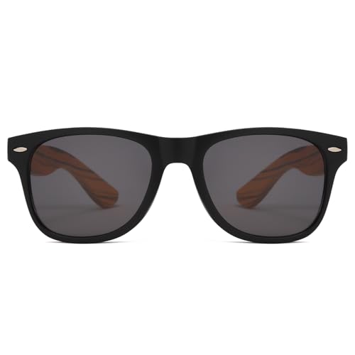 Long Keeper Wood Sunglasses for Men Women Classic Black Sunglasses Wooden Arms Mirrored Dark Shades 80's Retro Sun Glasses2