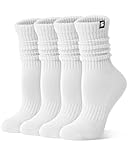 Sorfneo Athletic Slouchy Socks for Women, 4 Pairs Scrunch Cotton Comfy Boot Crew Socks, Size 5-10
