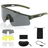 FOCUHUNTER Taktische Airsoft-Brille Antibeschlag, mit 3 wechselbaren Gläsern, taktische Schutzbrille für Schießsport (Grüner Rahmen)