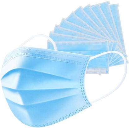 Life care Blue Color 3 Ply Disposable with Super Soft Elastic Pack Of 100 pcs