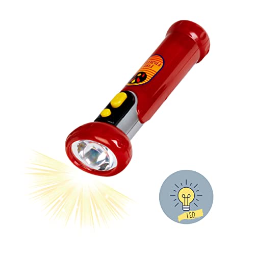 Theo Klein 8900 Fire Fighter Henry Feuerwehr-Rucksack I Mit batteriebetriebener Taschenlampe, Feuerlöscher und vielem mehr I Robuster Rucksack mit Reflektor und verstellbaren Riemen, Rot
