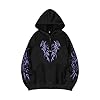 Generisch Men's Zip Hoodie in Y2K Style with Gothic Wings Print, Hooded Jacket with Tribal Pattern on Chest and Sleeves, Casual Streetwear Jacket for an Alternative Look, style_w02 black, L #3