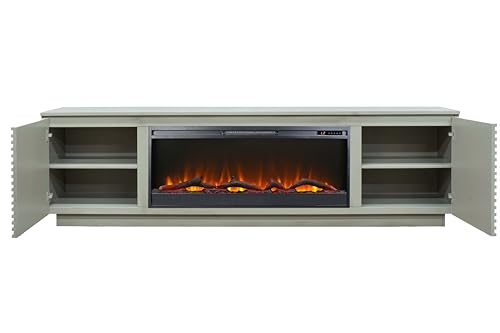 LUMILAND 89 Inch Fireplace TV Stand for TVs Up to 100 Inches with Electric Fireplace Insert, Sandstone Finish - Image 3